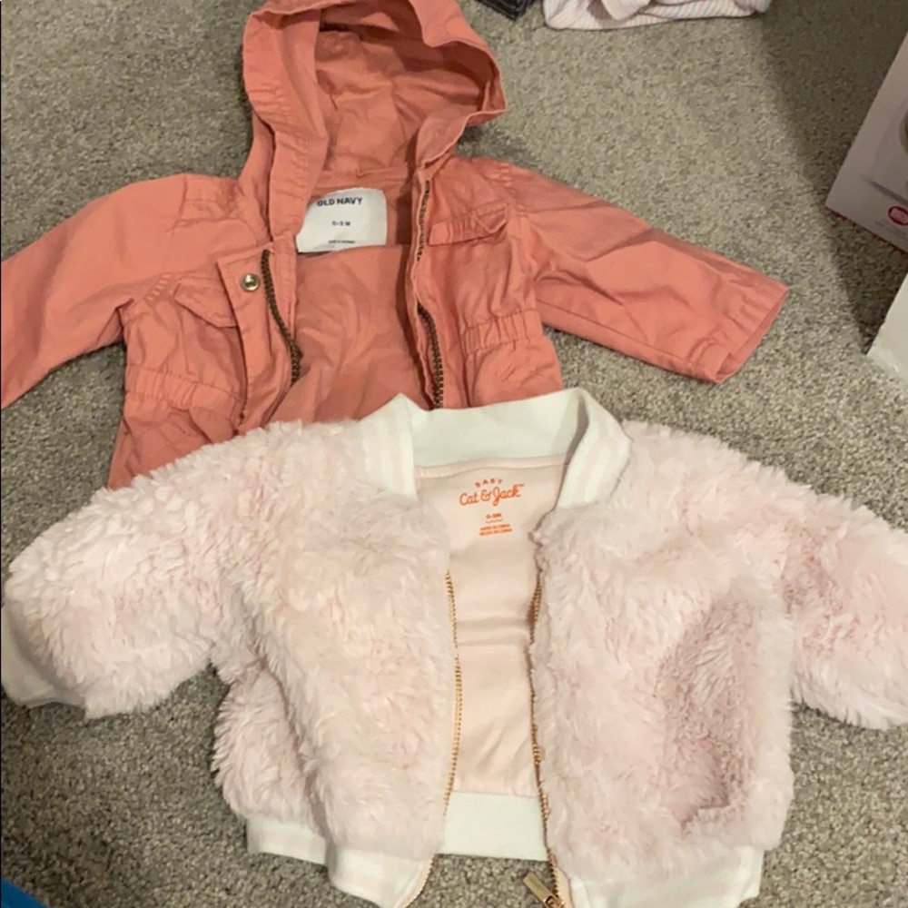 Two 0-3 month baby girl jackets!